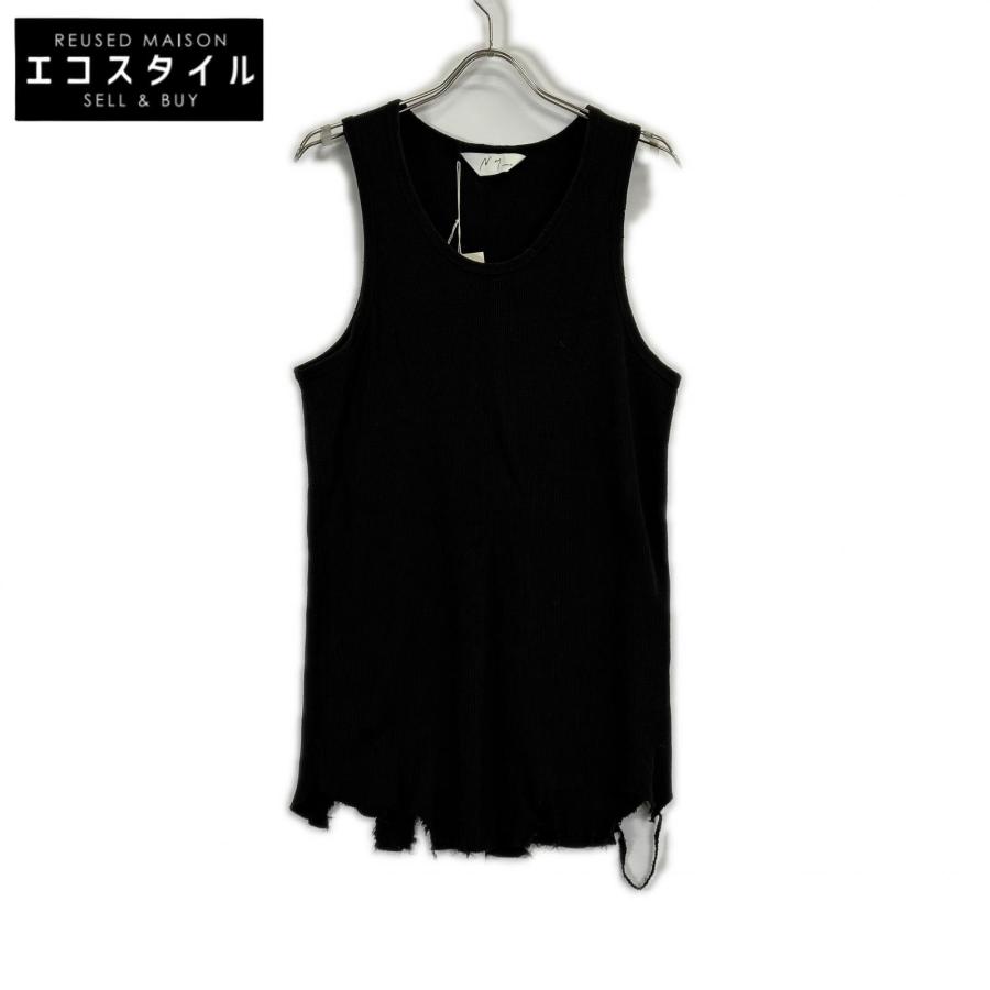 アンセルム　タンクトップ　美品 美品 ANCELLM アンセルム 26SS ANC-STD-CT04 ブラック DAMAGE WAFFLE