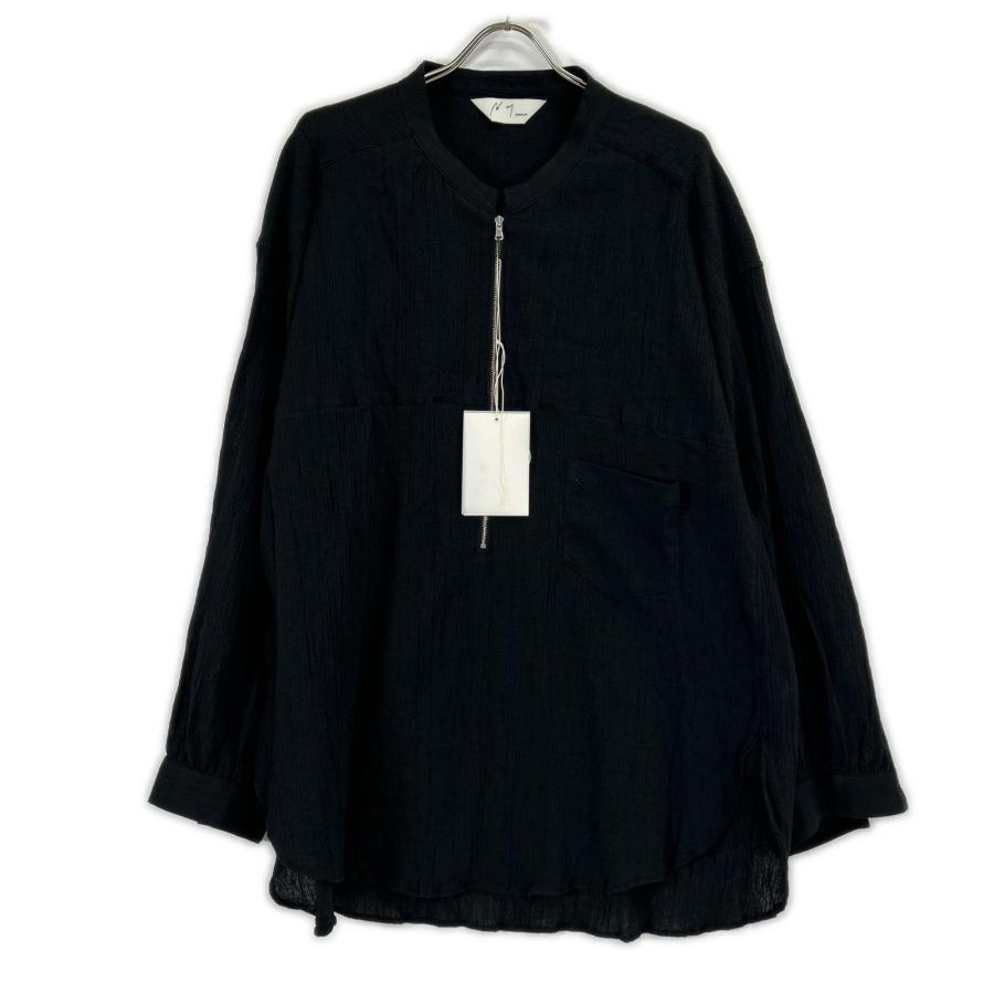 美品 ANCELLM アンセルム 26SS ANC-SH94 ブラック CREPE HALF ZIP