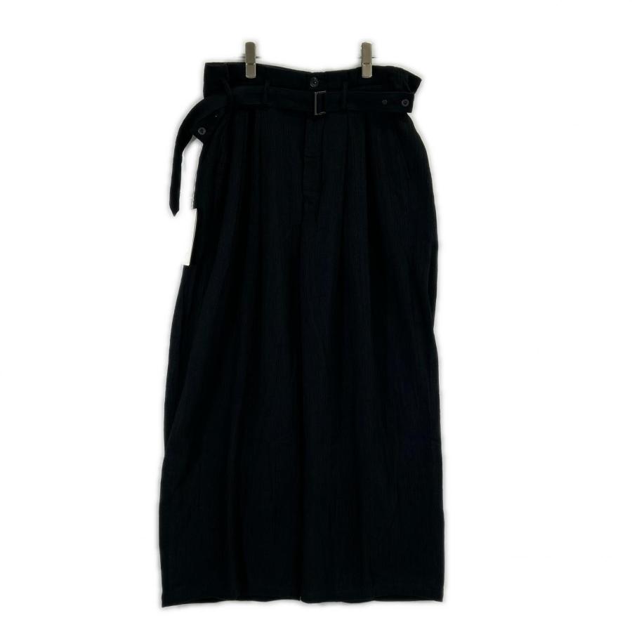 美品 ANCELLM アンセルム 26SS ANC-PT122 ブラック BELTED CREPE TUCK SLACKS 2 メンズ_1