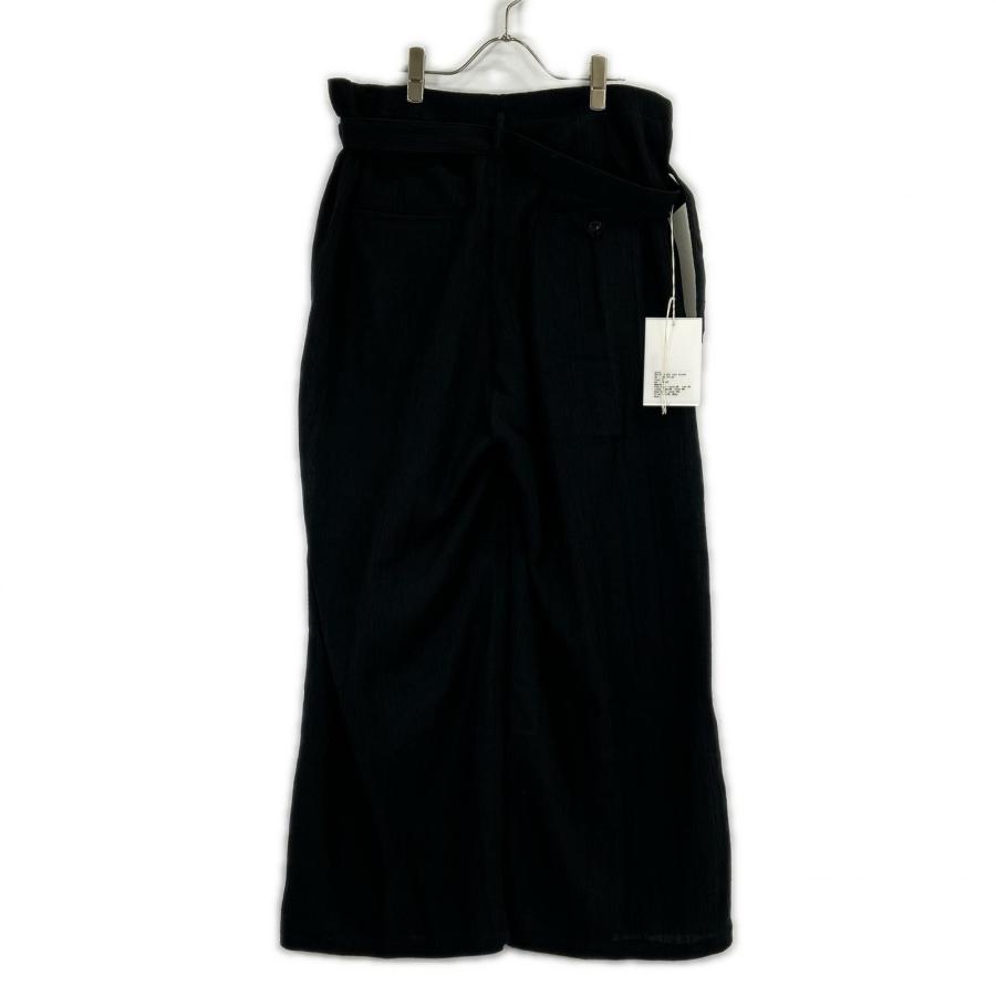 美品 ANCELLM アンセルム 26SS ANC-PT122 ブラック BELTED CREPE TUCK SLACKS 2 メンズ_2
