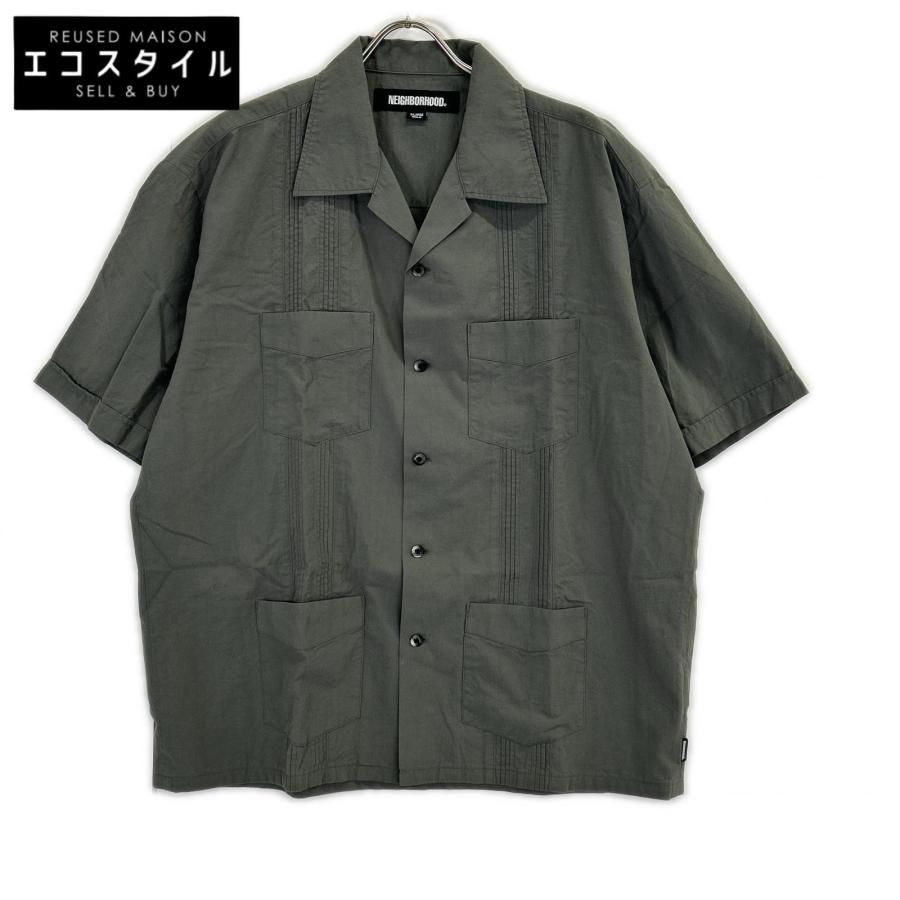 【美品】NEIGHBORHOOD collarless shirt カーキ NEIGHBORHOOD（ネイバーフッド） 251AQNH-SHM05 25SS カーキ GUAYABERA