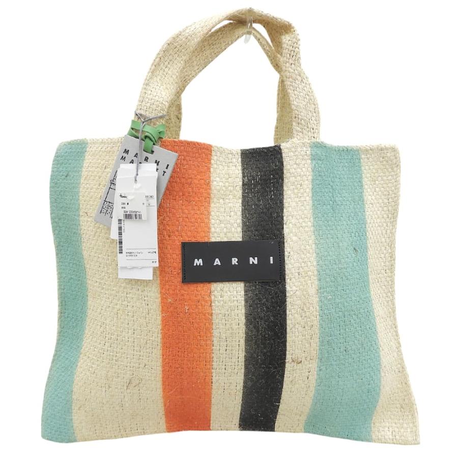MARNI（マルニ） 新品同様 マルニマーケット レザーロゴ ストライプ 