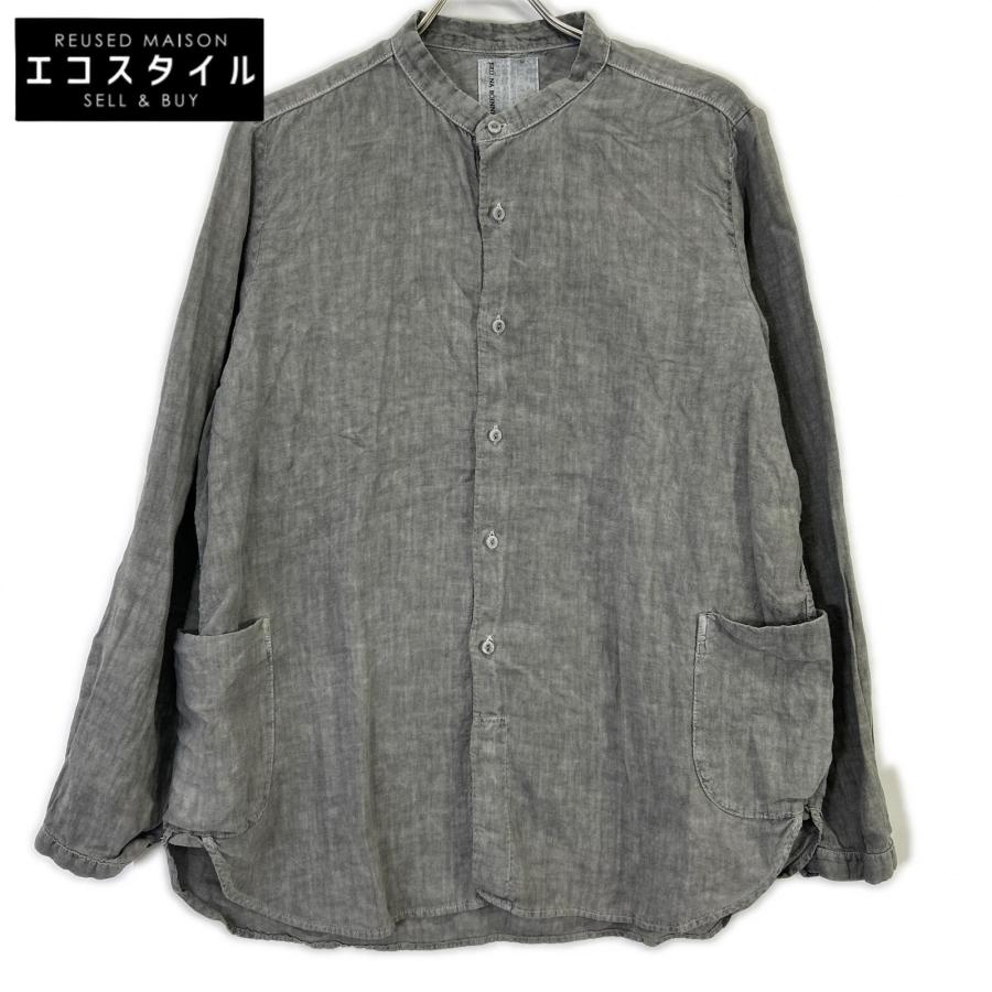 BRUNABOINNE ブルーナボイン 4382ー2 墨染め スタンドカラー サイドポケット オーバーシャツ M BRU NA BOINNE（ブルーナボイン） 4382ー2 墨染め スタンドカラー