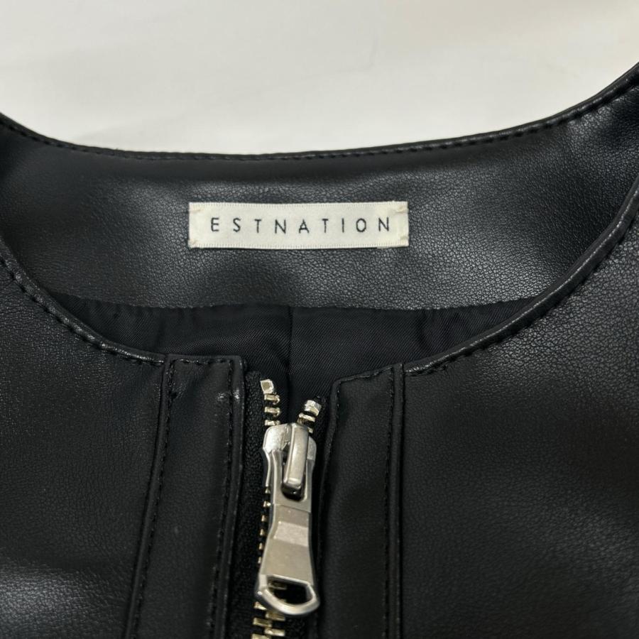 エストネーション　ブラック レザージャケット ESTNATION（エストネーション） 24年製 ブラック ノーカラー フェイク