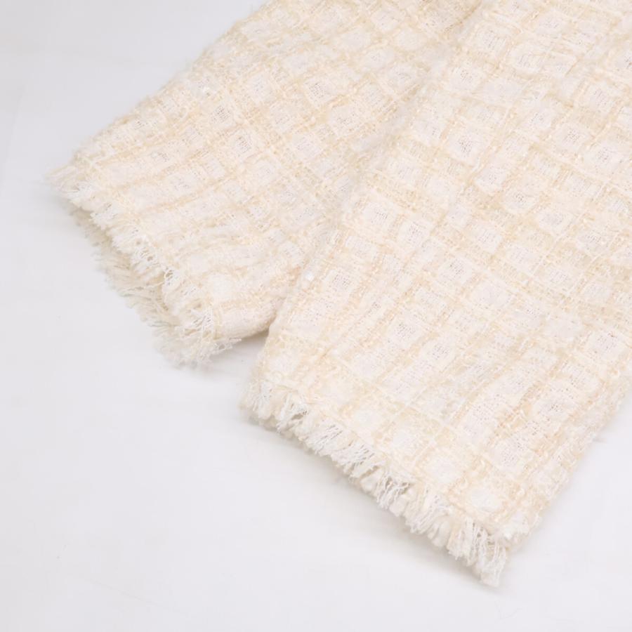 Bibiy ビビィ ホワイト ELISE TWEED/ノーカラーツイードジャケット F