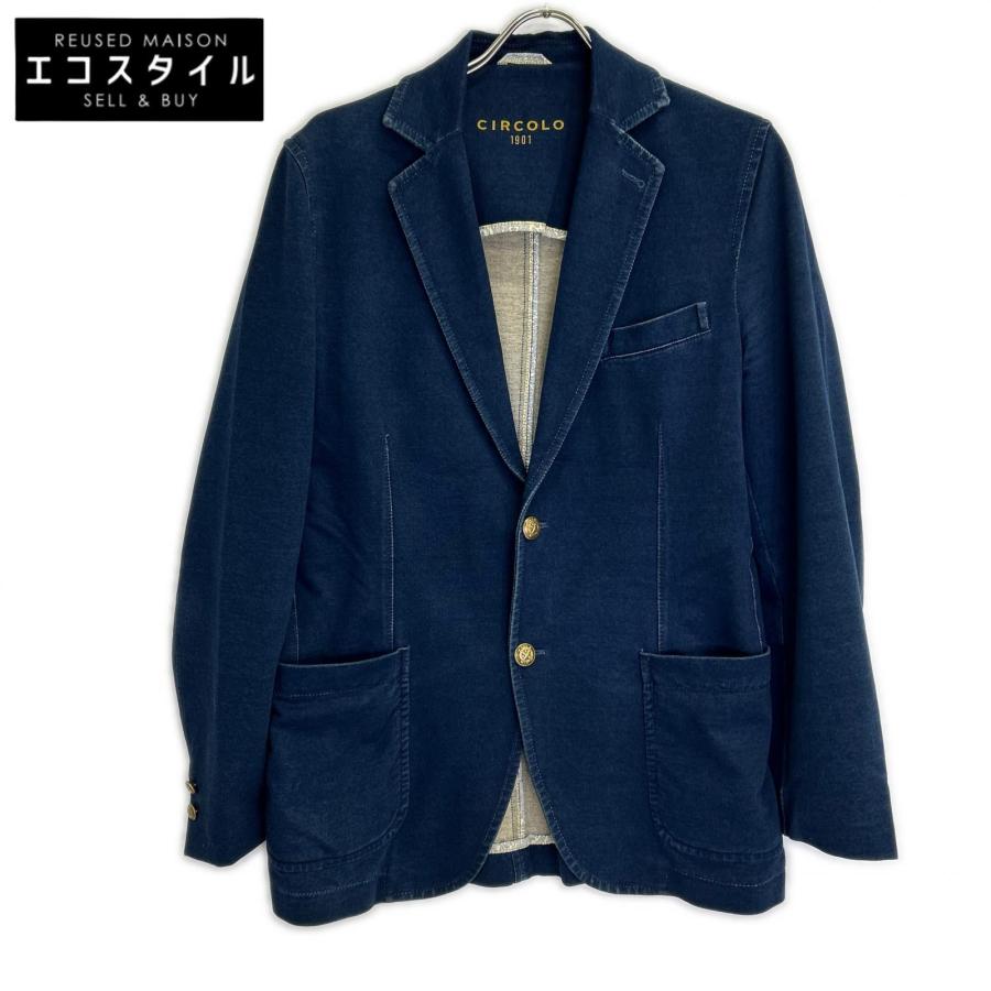 CIRCOLO1901 チルコロ1901 インディゴ コットン混 サイドベンツ メタル