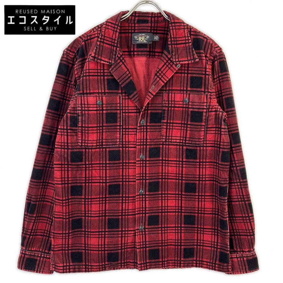 RRL ダブルアールエル レッド×ブラック チェックパターン コーデュロイ 