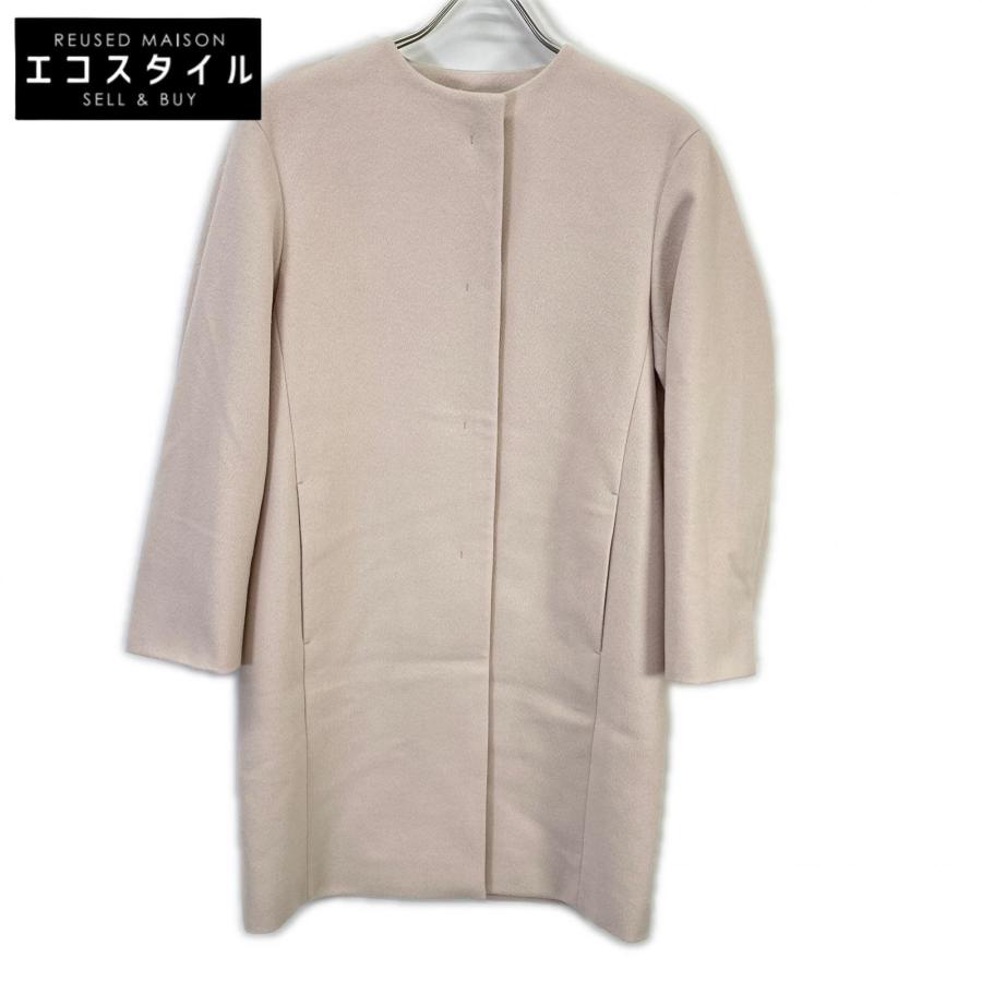 美品♪ 23区　¥6.2万　ウール　カシミヤ　ビーバー　ノーカラーコート　春色♪ 23区（ニジュウサンク） 23年製 ピンク ウールカシミヤビーバー ノー