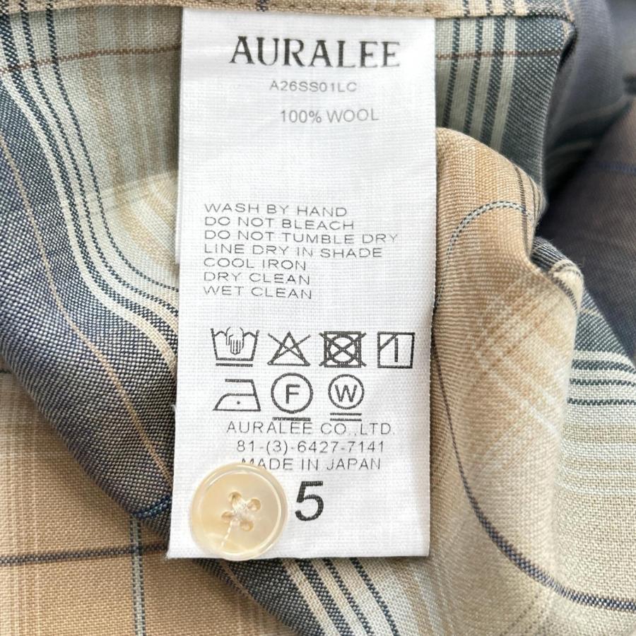新品同様/  AURALEE オーラリー A26SS01LC ベージュ SUPER LIGHT WOOL CHECK SHIRT 5 メンズの画像