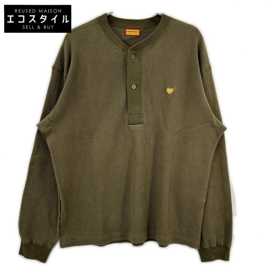 HUMAN MADE ヒューマンメイド HM31CS020 カーキ HENLEY NECK SHIRT 