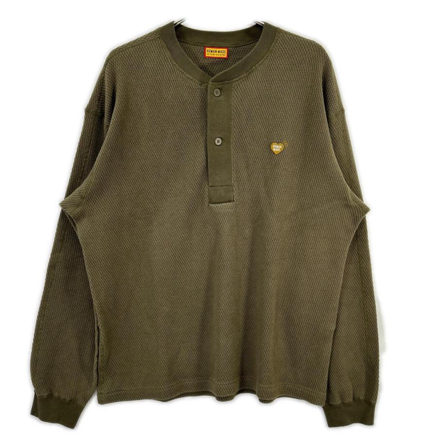 HUMAN MADE ヒューマンメイド HM31CS020 カーキ HENLEY NECK SHIRT