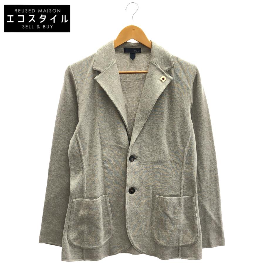 LARDINI ラルディーニ JVLJM56J グレー ブートニエール コットン ミラノリブ ソリッドニットジャケット XS LARDINI（ラルディーニ） JVLJM56J グレー ブートニエール コットン