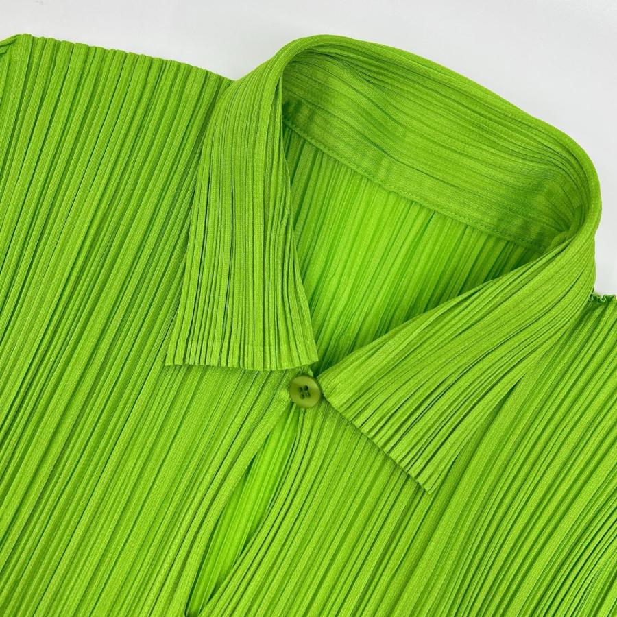PLEATS PLEASE セーラーカラー 半袖トップス ライトグリーン PLEATS PLEASE（プリーツ プリーズ） 美品/ PP61-JK208 ライトグリーン