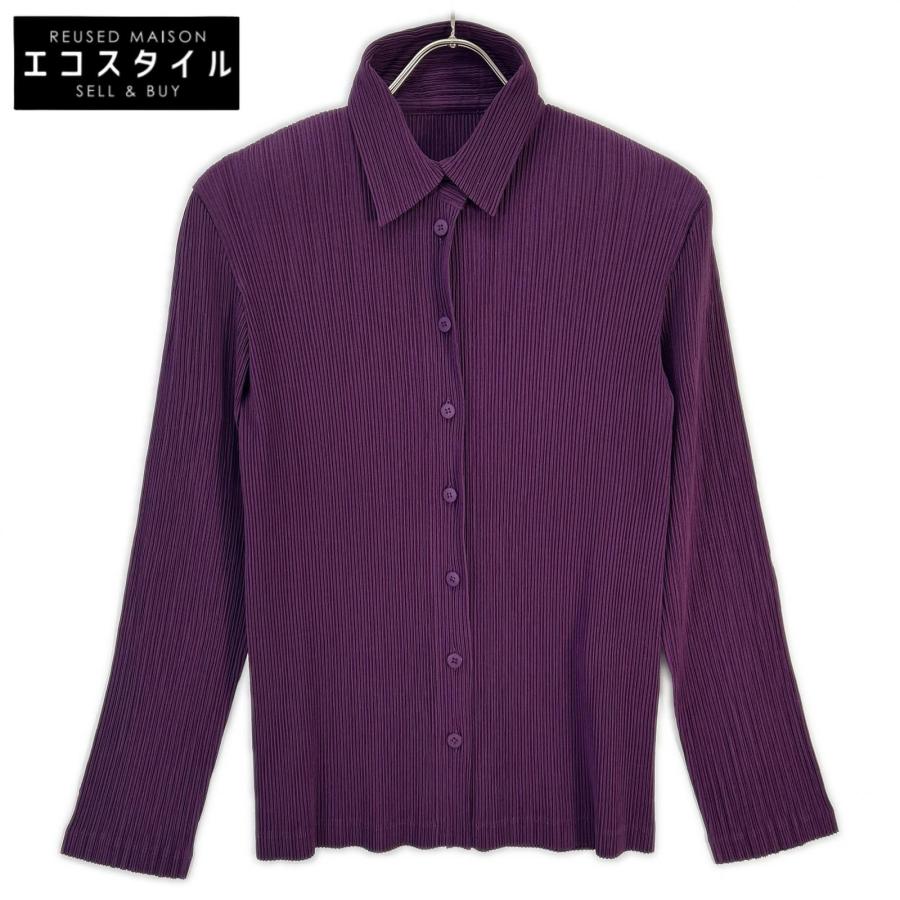 ISSEY MIYAKE イッセイミヤケ IM94-FJ908 パープル プリーツ長袖シャツ 