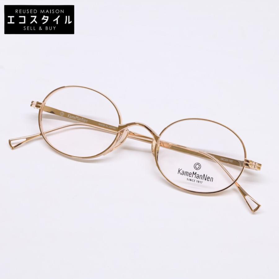 美品/ KameManNen カメマンネン KMN9918 チタン オーバルシェイプ 眼鏡