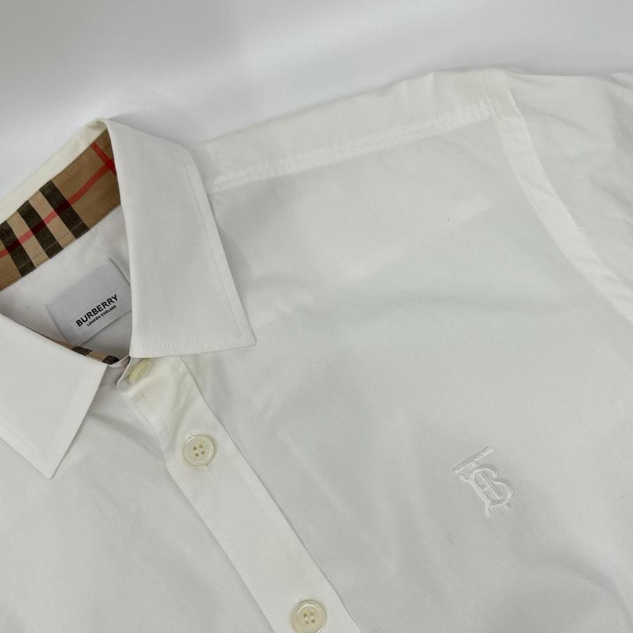 バーバリー　ＴＢモノグラム　シャツ　長袖　ブラウス BURBERRY（バーバリー） 8032308 TBモノグラム刺繍 長袖シャツ 白