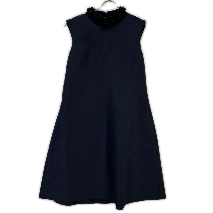 FOXEY（フォクシー） 40733 ネイビー ウール×シルク バックジップ