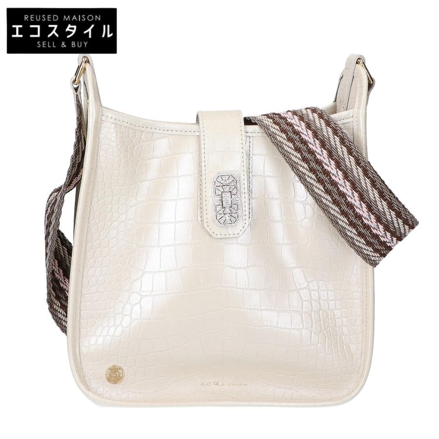 A.D.M.J. クロコ型押し/アールデコモチーフデイリークロスボディ 美品 A.D.M.J. Accessoires De Mademoiselle ADMJ クロコ型押し