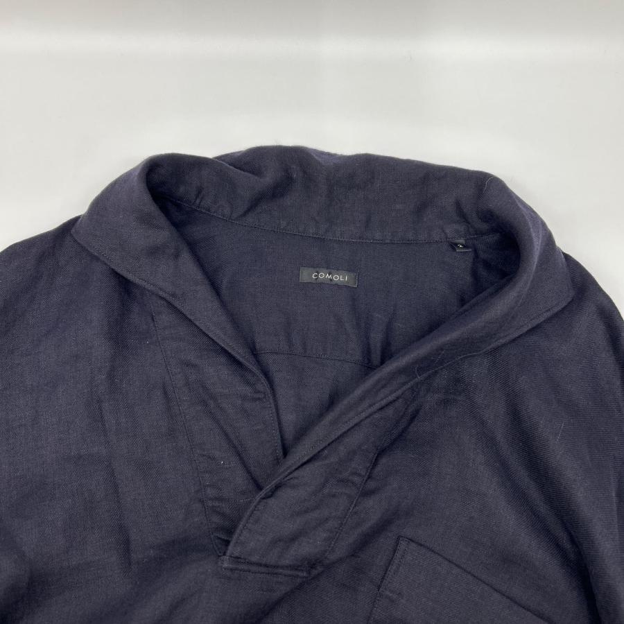 COMOLI コモリ 23SS X01-02023 ネイビー リネン100 リネンツイル スキッパーシャツ 2 COMOLI コモリ 23SS X01-02023 ネイビー リネン100 リネンツイル