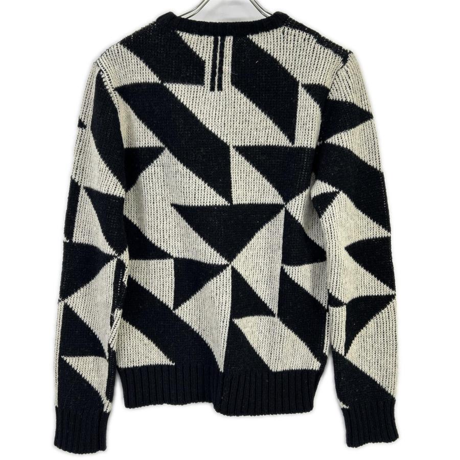 SAINT LAURENT PARIS サンローランパリ 15FW 392581 Y1KJ1 ブラック×ホワイト 幾何学模様 エディ期 クルーネック ニット S サンローランパリ 15FW 392581 Y1KJ1 ブラック×ホワイト 幾何学模様