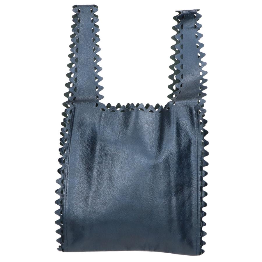 ラドローludlow スカラップ ハンドバッグ レザー ブルー LUDLOW（ラドロー） ネイビー レザー スカラップ ショッピングバッグ