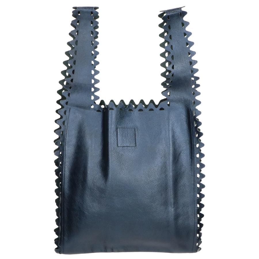 ラドローludlow スカラップ ハンドバッグ レザー ブルー LUDLOW（ラドロー） ネイビー レザー スカラップ ショッピングバッグ
