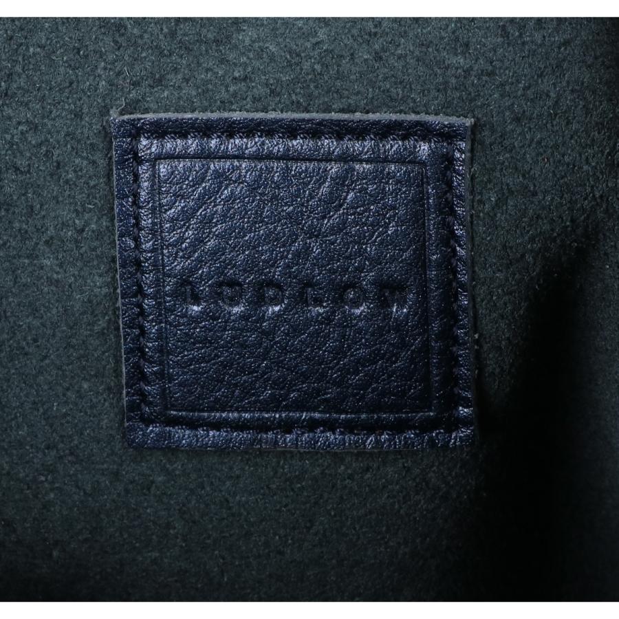 LUDLOW（ラドロー） ネイビー レザー スカラップ ショッピングバッグ