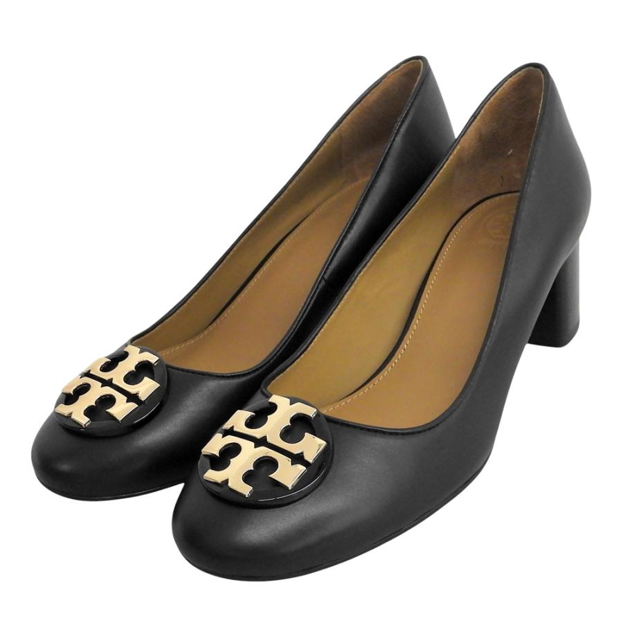 トリーバーチ ラウンドトゥ ウエッジソール ゴールドロゴ ブラック 23.5 TORY BURCH（トリーバーチ） 新品同様 ラウンドトゥ チャンキーヒール