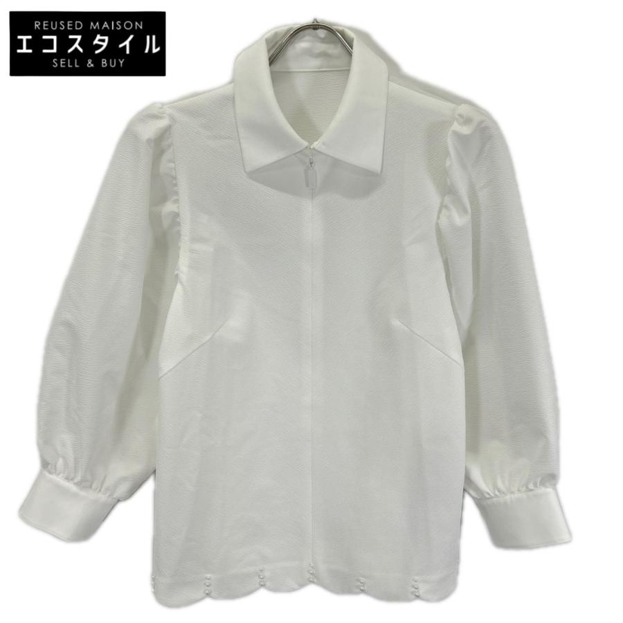 Rene（ルネ） 25SS 6511130 ホワイト 裾パールスカラップ長袖ブラウス