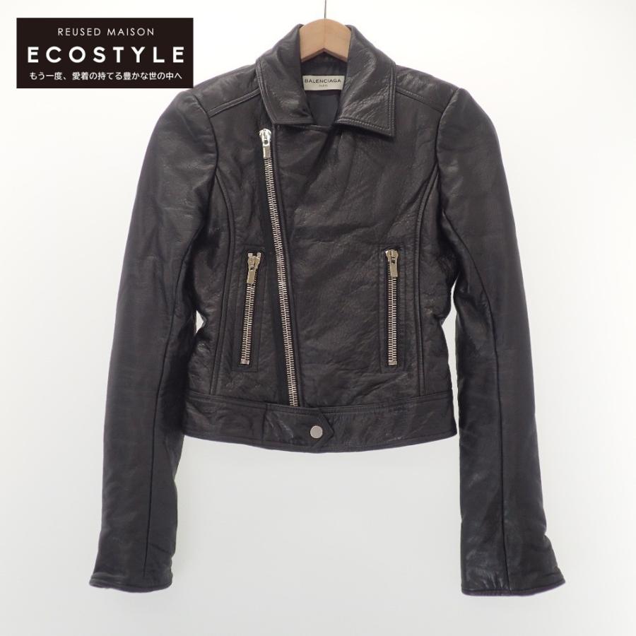 BALENCIAGA / ダブルライダースジャケット/38/羊革/BLK/無地/374639 TCH99 BALENCIAGA（バレンシアガ） 国内正規/ 374639 TCH99 ラムレザー