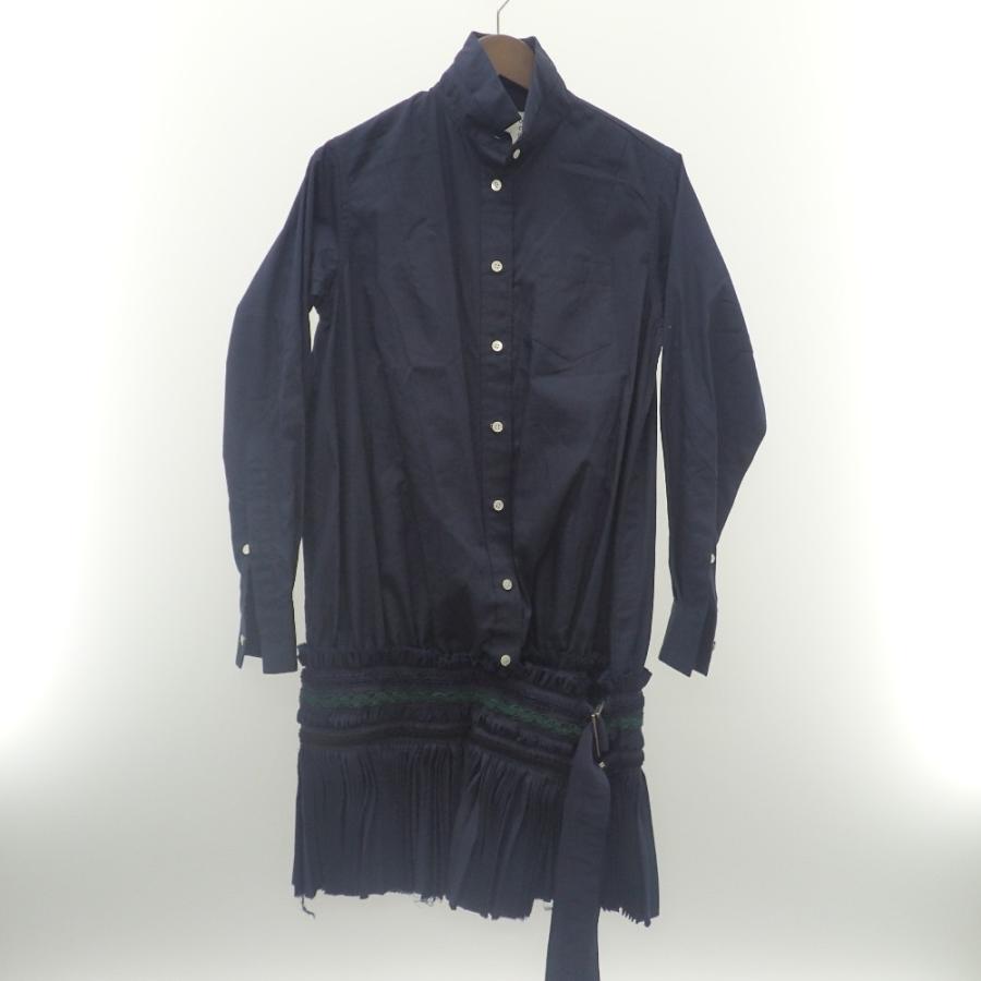 SACAI プリーツスカート 膝丈 黒　ネイビードッキング SACAI プリーツスカート 膝丈 黒 ネイビードッキング