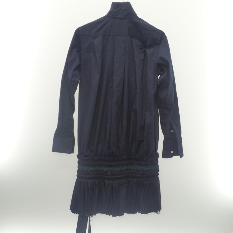sacai サカイ ドッキングプリーツスカート 異素材 ベルト付 ネイビー 中古・古着通販】sacai (サカイ) ミックスツイード プリーツロング