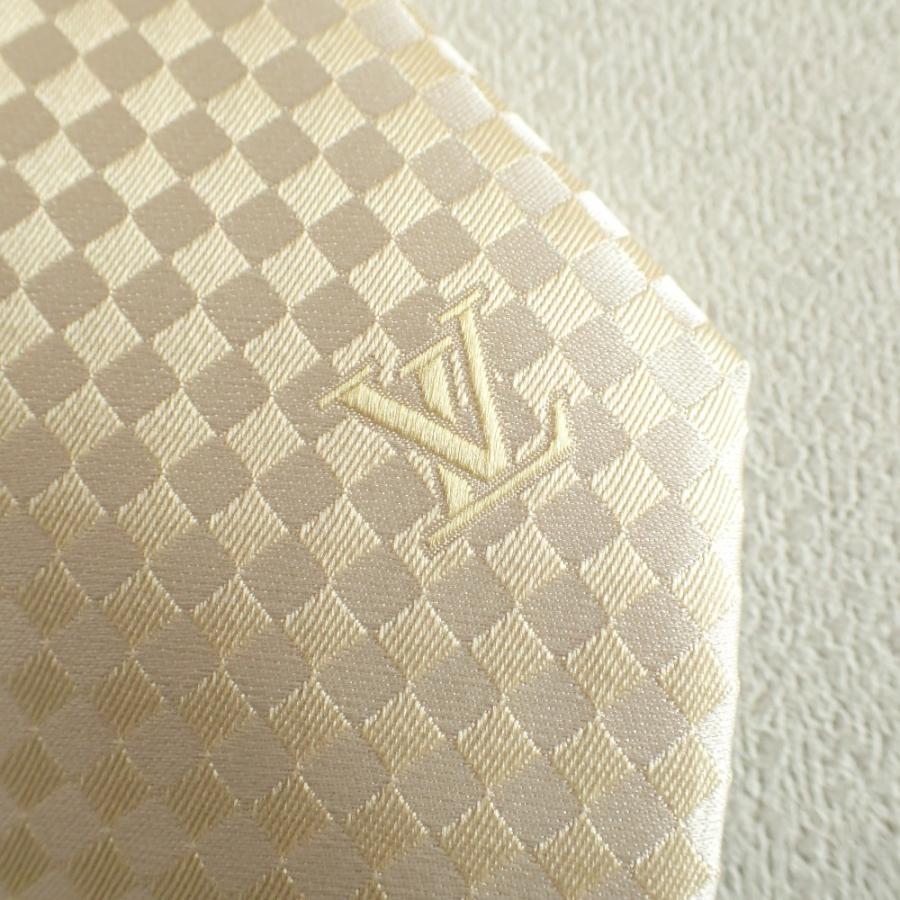 美品 LOUIS VUITTON ルイ・ヴィトン ダミエ柄 シルク100% ネクタイ