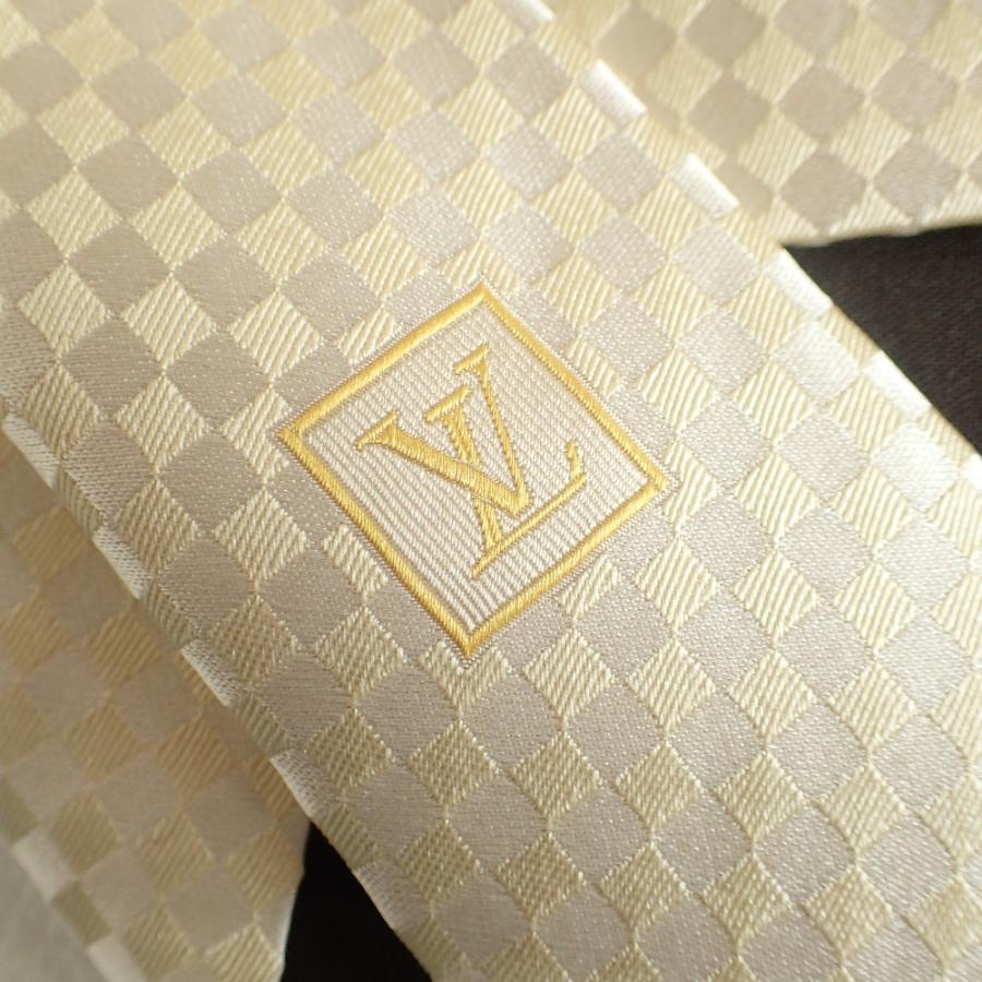Louis Vuitton ゴールド系ダミエ柄 ネクタイ ヴィトン クラヴァット