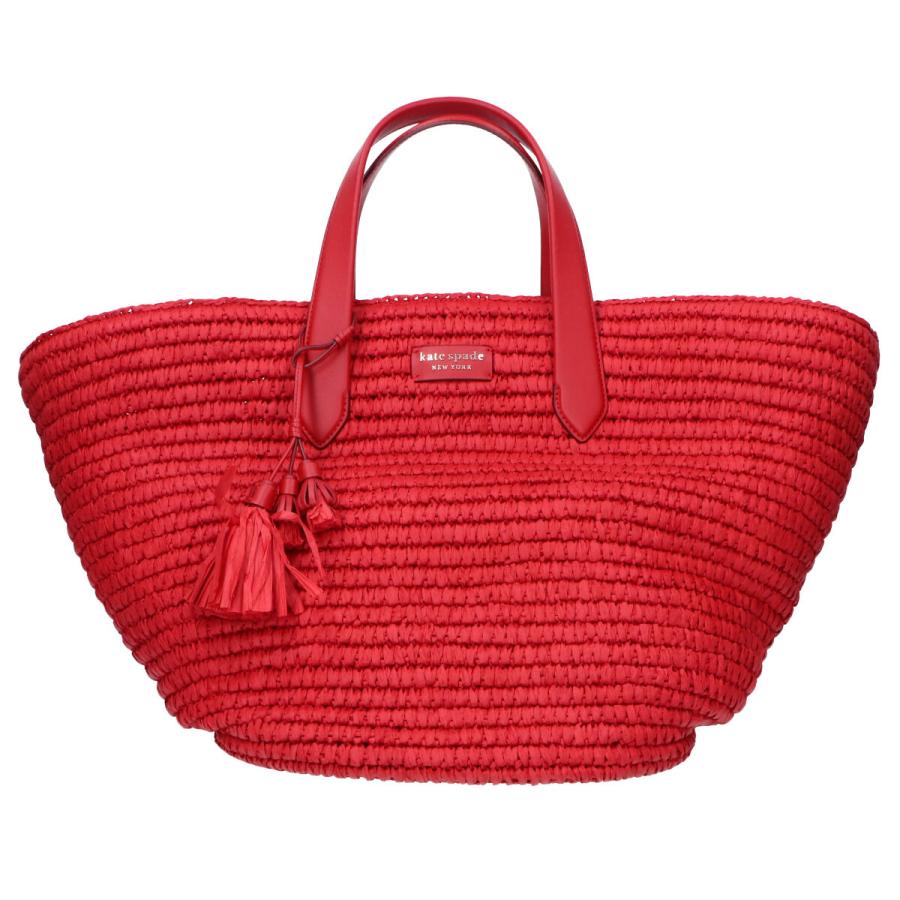 美品 kate spade ケイト・スペード タッセル付 ラフィア/レザー かご 