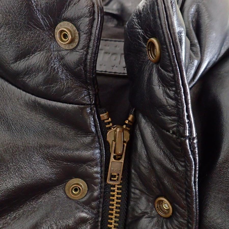 BACKDROP バックドロップ レザー ダウンジャケット M ブラック メンズ  