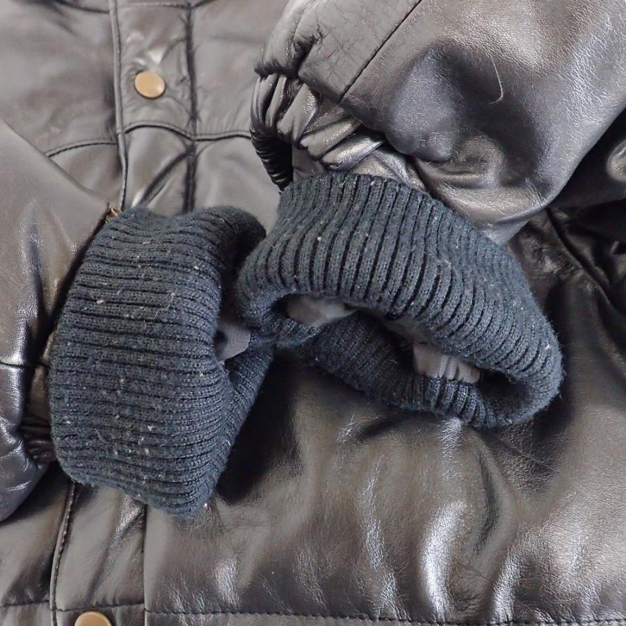 BACKDROP バックドロップ レザー ダウンジャケット M ブラック メンズ  