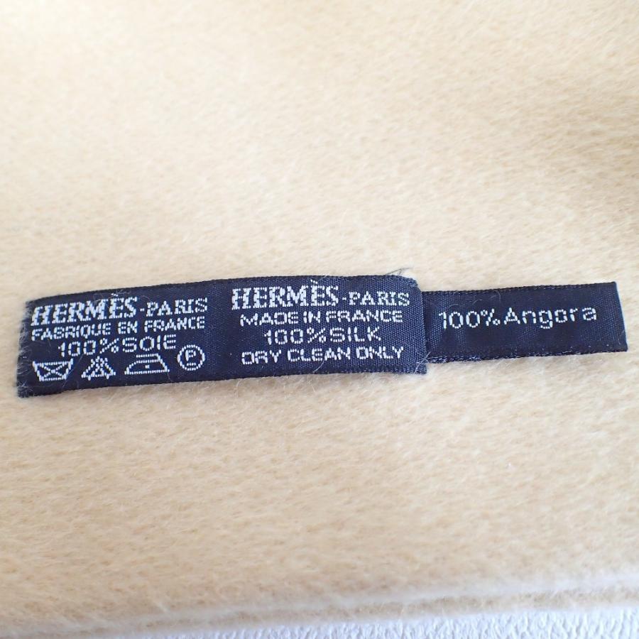 HERMES エルメス 雪の結晶柄 シルク100%/アンゴラ100% リバーシブル
