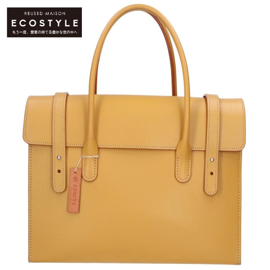 亀屋革具店KAMEYAKAWAGUTEN レザー フラップ トートバッグ イエロー