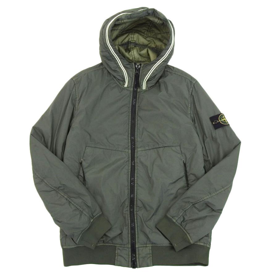 【美品】 ストーンアイランド ナイロンジャケット ワッペン フーディ カーキ 美品 STONE ISLAND ストーンアイランド ガーメントダイ ナイロン