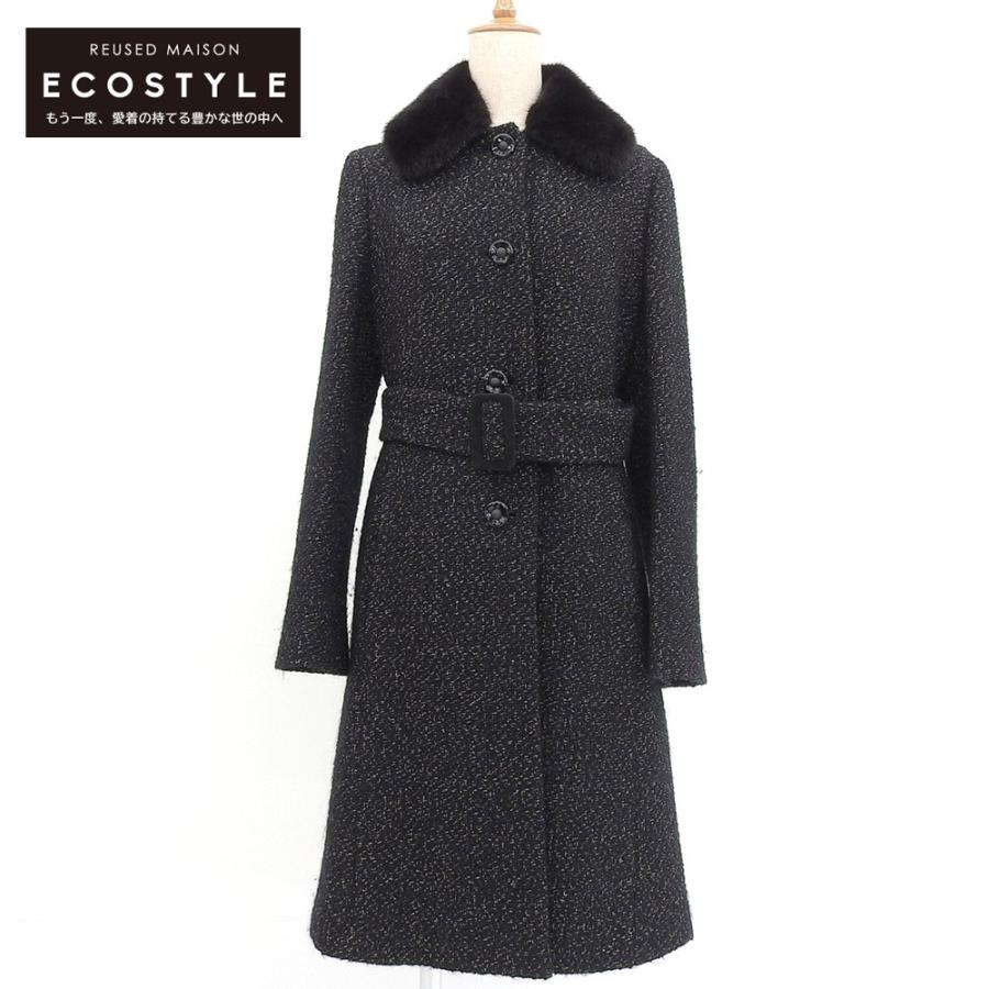 Max Mara マックスマーラ ウール ミンクカラー付き ロングコート 38 