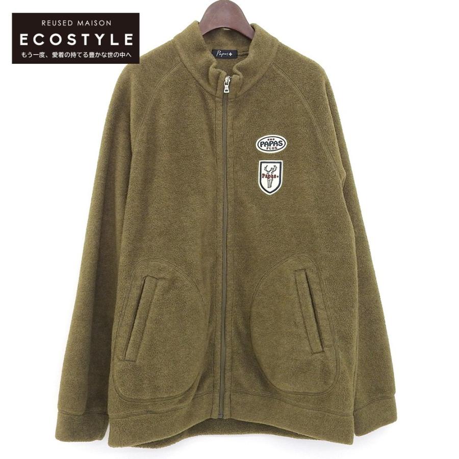 パパス カーキ色 ボタン付き ミリタリージャケット パパス カーキ色