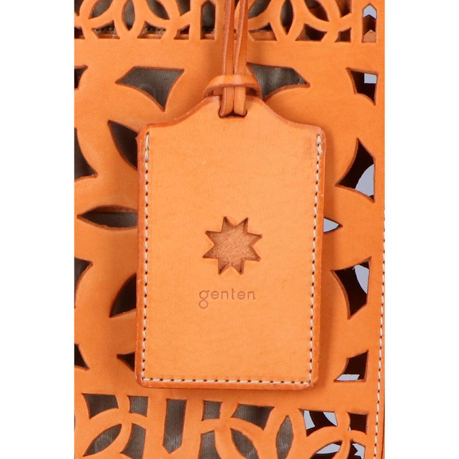 genten 美品 ゲンテン 40500-53 マルチカットワーク トートバッグ ヌメ  