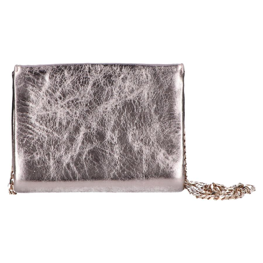 JIMMY CHOO ジミーチュウ メタリックレザー フラップ チェーン 