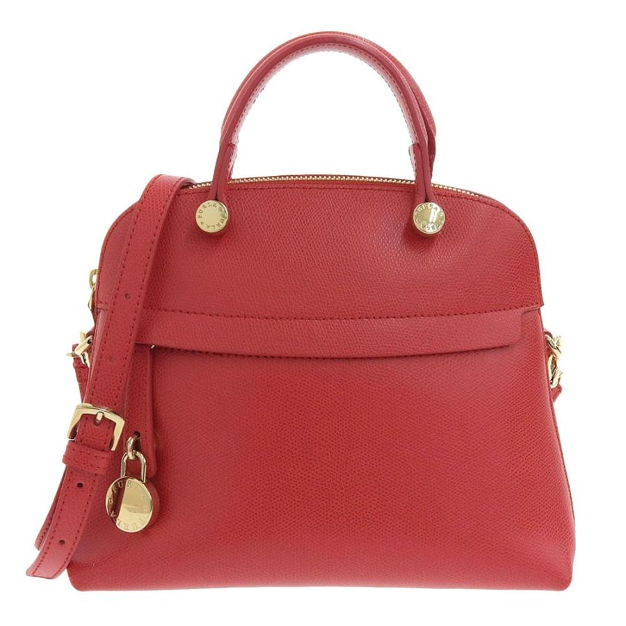 FURLA 美品 フルラ パイパー 2WAY レザー ハンドバッグ ショルダー 