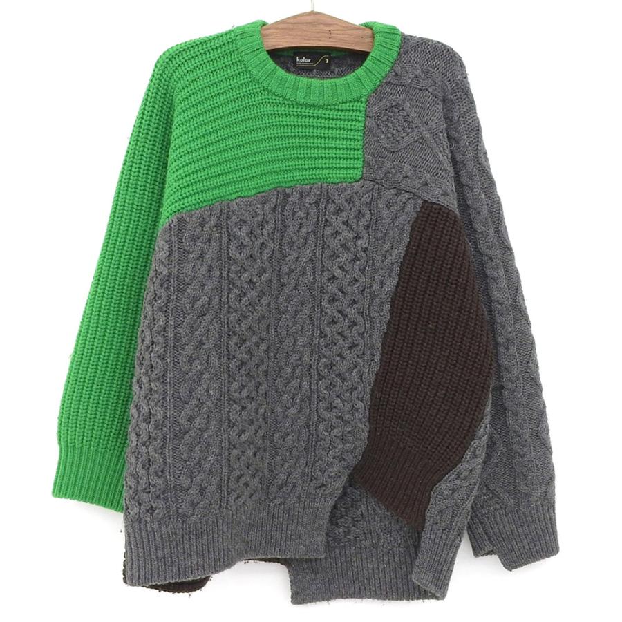 Color 美品 kolor カラー パッチワークニットプルオーバー トップス 