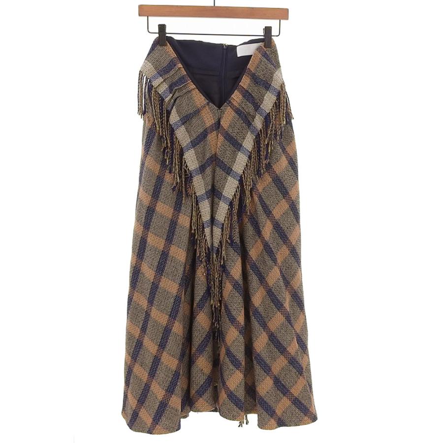 Mame Kurogouchi マメクロゴウチ チェック フリンジスカート