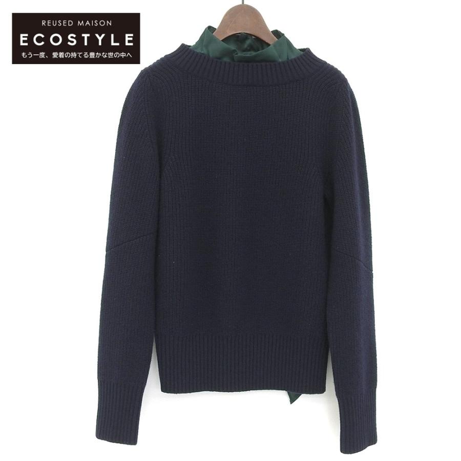 sacai バックサテンフリルドッキングニット