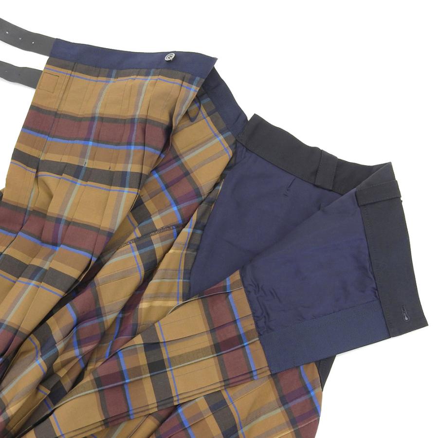 sacai（サカイ） チェック切替ドッキング プリーツラップスカート