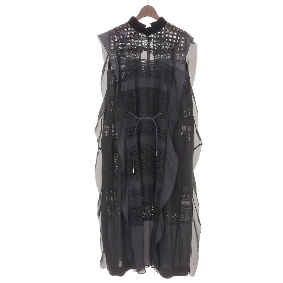 sacai サカイ EMBROIDERY LACE SLESS DRESS 21年 ワンピース